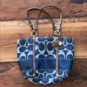 Coach Handbag denim and brown